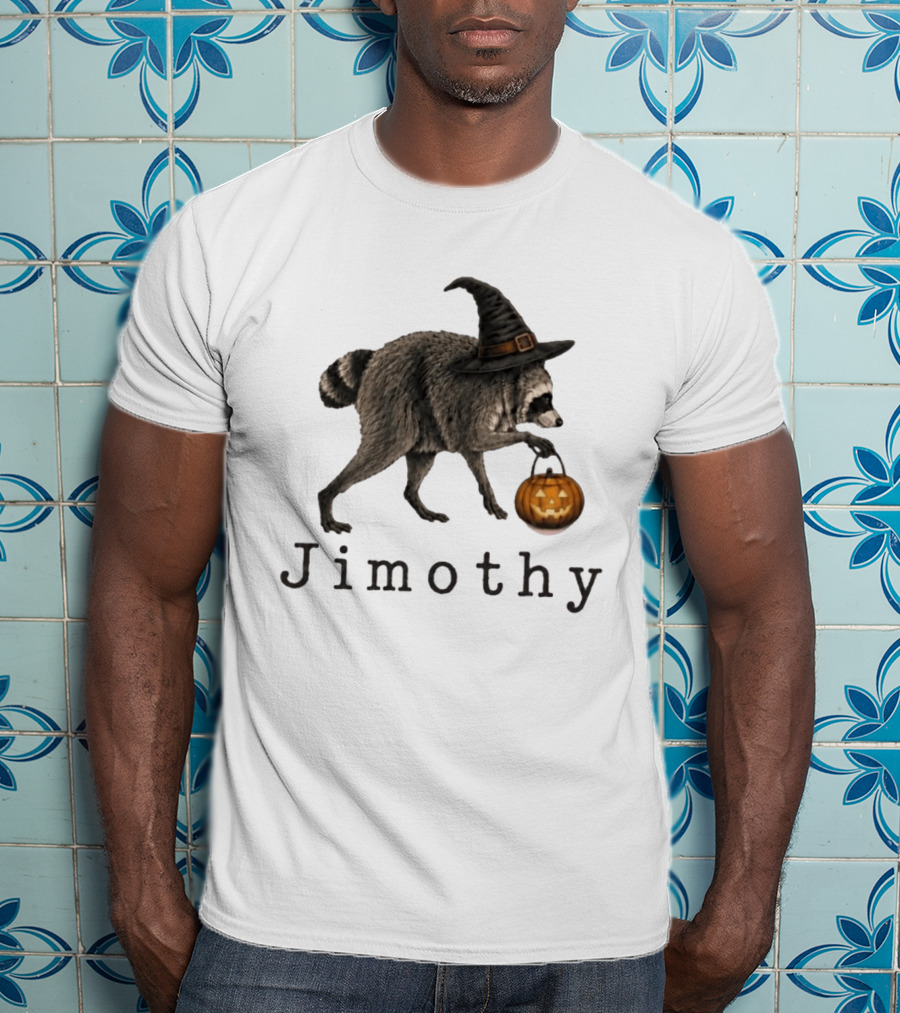 Jimothy Raccoon Witch Hat Pumpkin Halloween T-Shirt