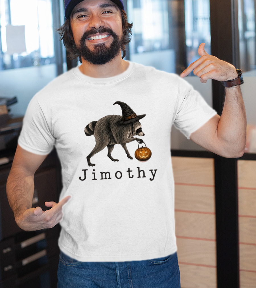 Jimothy Raccoon Witch Hat Pumpkin Halloween T-Shirt