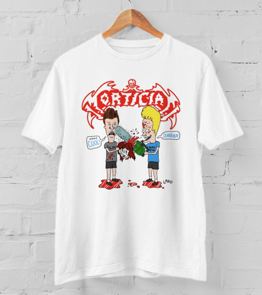 Morticia Beavis And Butt Head Chainsaw Cool Death Metal Slam T-Shirt