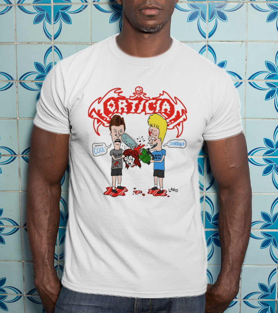 Morticia Beavis And Butt Head Chainsaw Cool Death Metal Slam T-Shirt