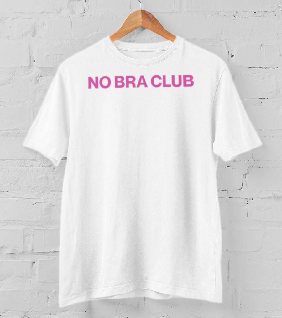 No Bra Club Pink Retro Font T-Shirt