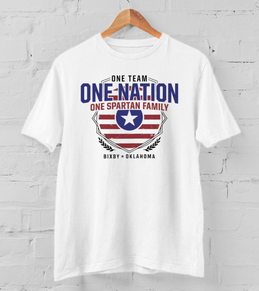 One Team One Nation One Spartan Family Bixby Oklahoma Star Shield T-Shirt