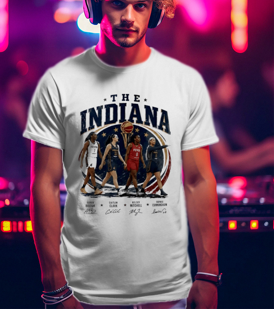 The Indiana Aliyah Boston Caitlin Clark Kelsey Mitchell Sophie Cunningham 2026 Signatures T-Shirt