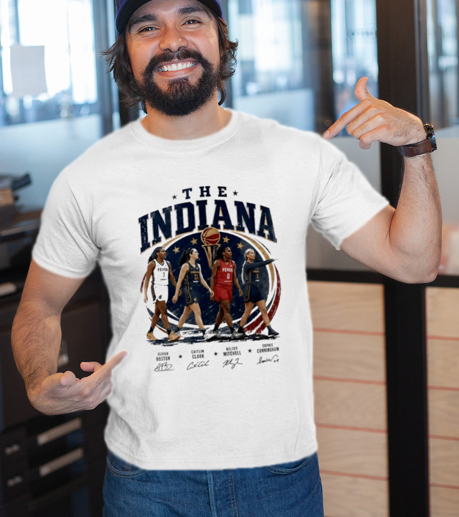 The Indiana Aliyah Boston Caitlin Clark Kelsey Mitchell Sophie Cunningham 2026 Signatures T-Shirt