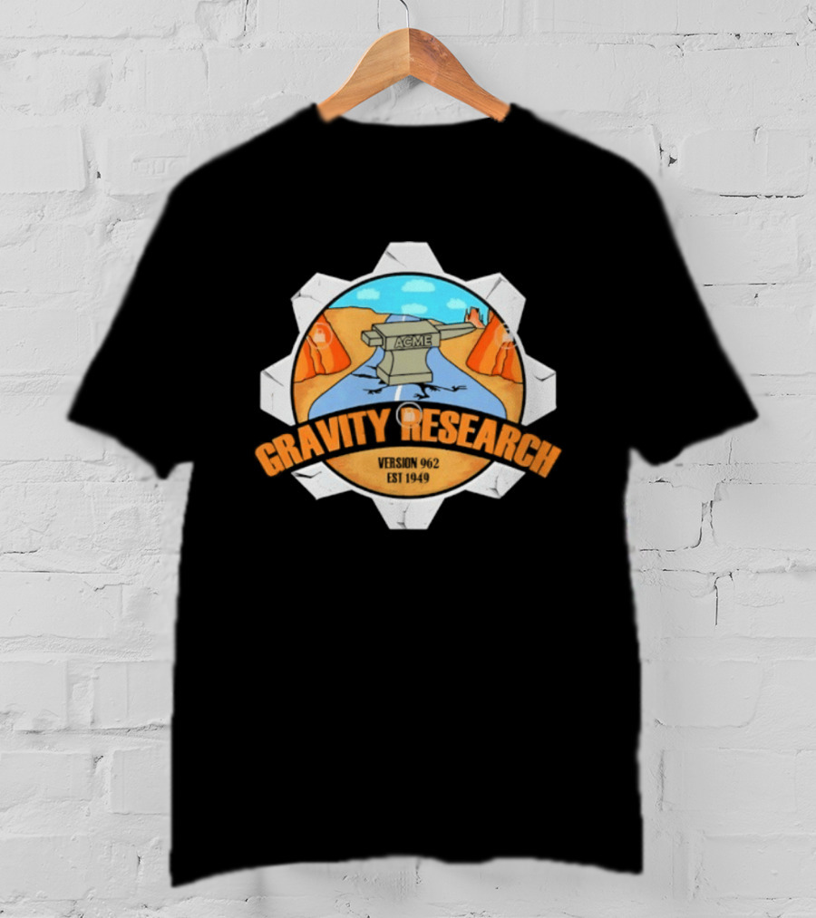 Acme Gravity Research Version 962 Est 1949 Cartoon Desert Road Scene T-Shirt