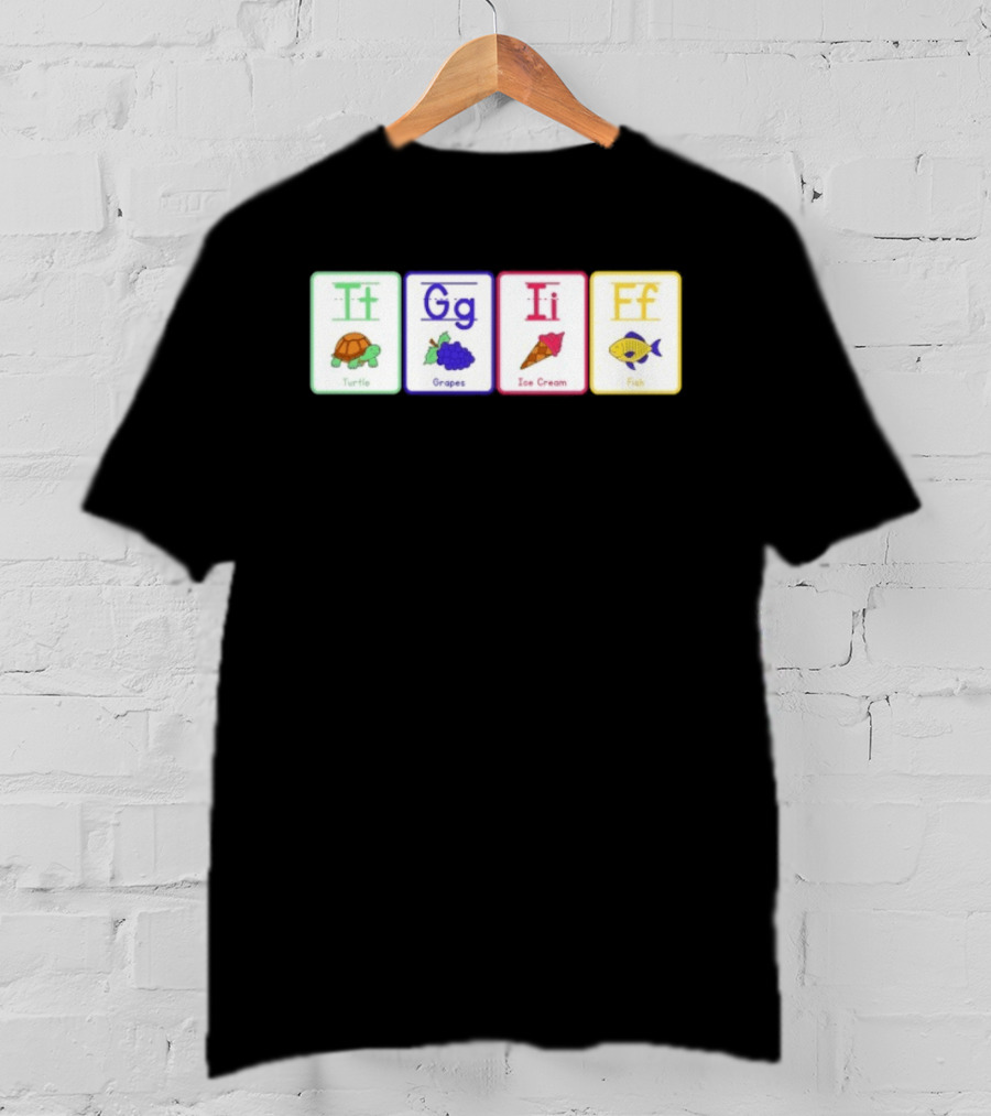 Alphabet Flashcards G I F Turtle Grapes Ice Cream Fish T-Shirt