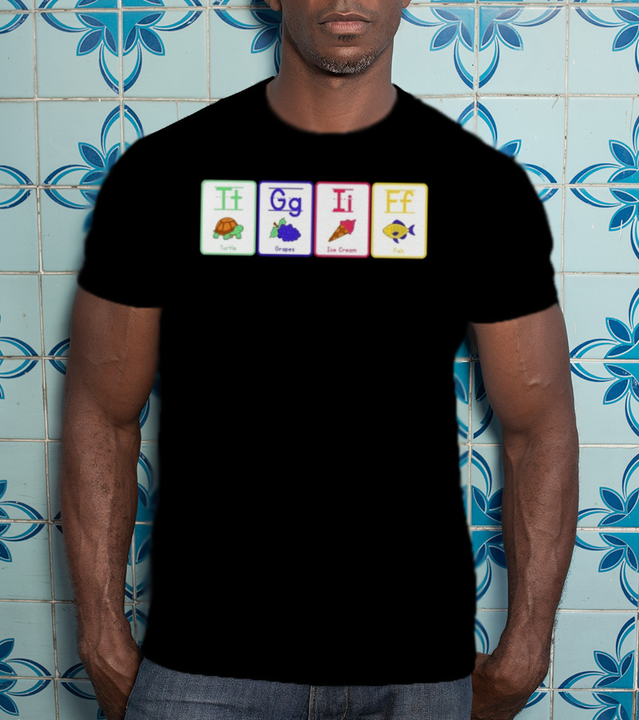 Alphabet Flashcards G I F Turtle Grapes Ice Cream Fish T-Shirt