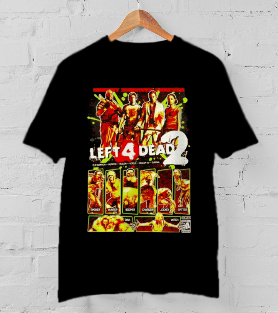 Left 4 Dead 2 Nobody Survives Forever Bill Zoey Francis Louis Hunter Boomer Charger Spitter Tank Witch T-Shirt