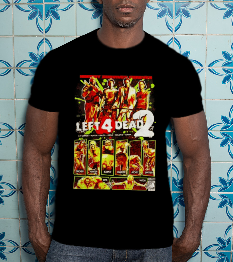 Left 4 Dead 2 Nobody Survives Forever Bill Zoey Francis Louis Hunter Boomer Charger Spitter Tank Witch T-Shirt