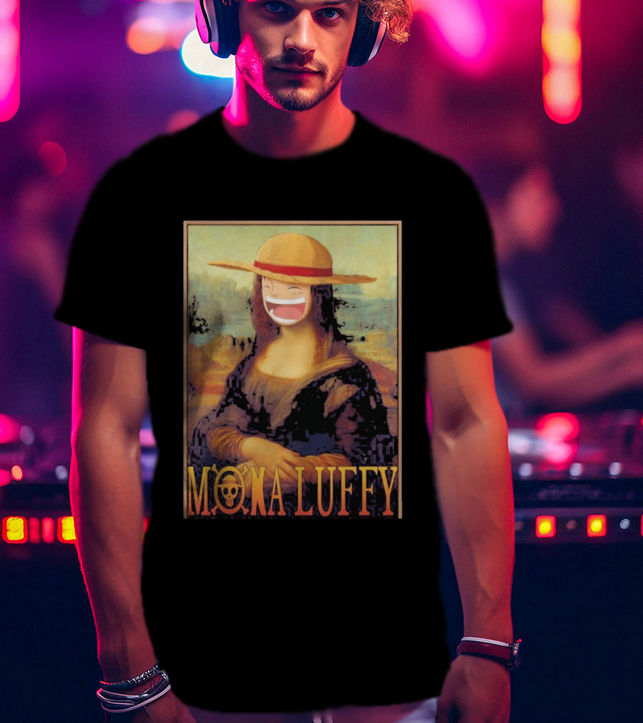 Mona Luffy Anime Mashup Mona Lisa T-Shirt