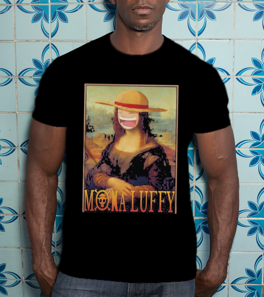 Mona Luffy Anime Mashup Mona Lisa T-Shirt