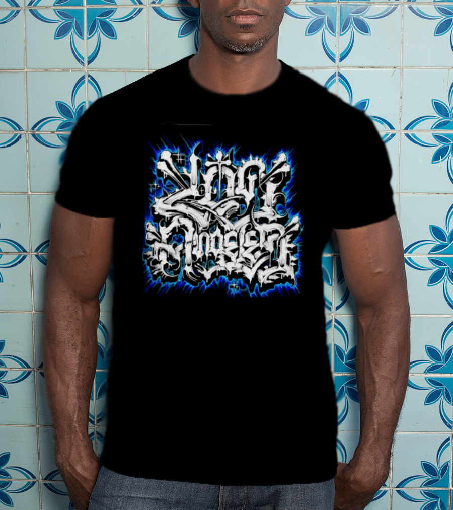 Gangster Streetwear Graffiti Urban White Blue Flame T-Shirt