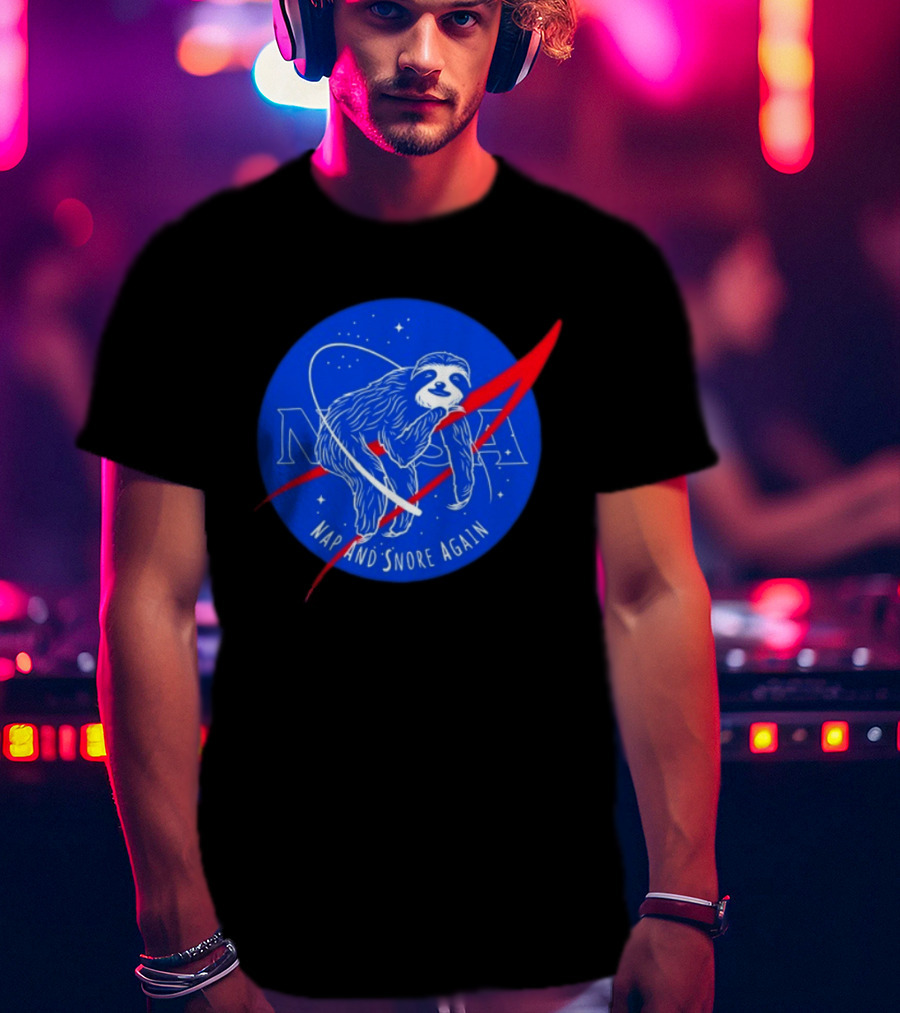 NASA Sloth Nap And Snore Again Space T-Shirt