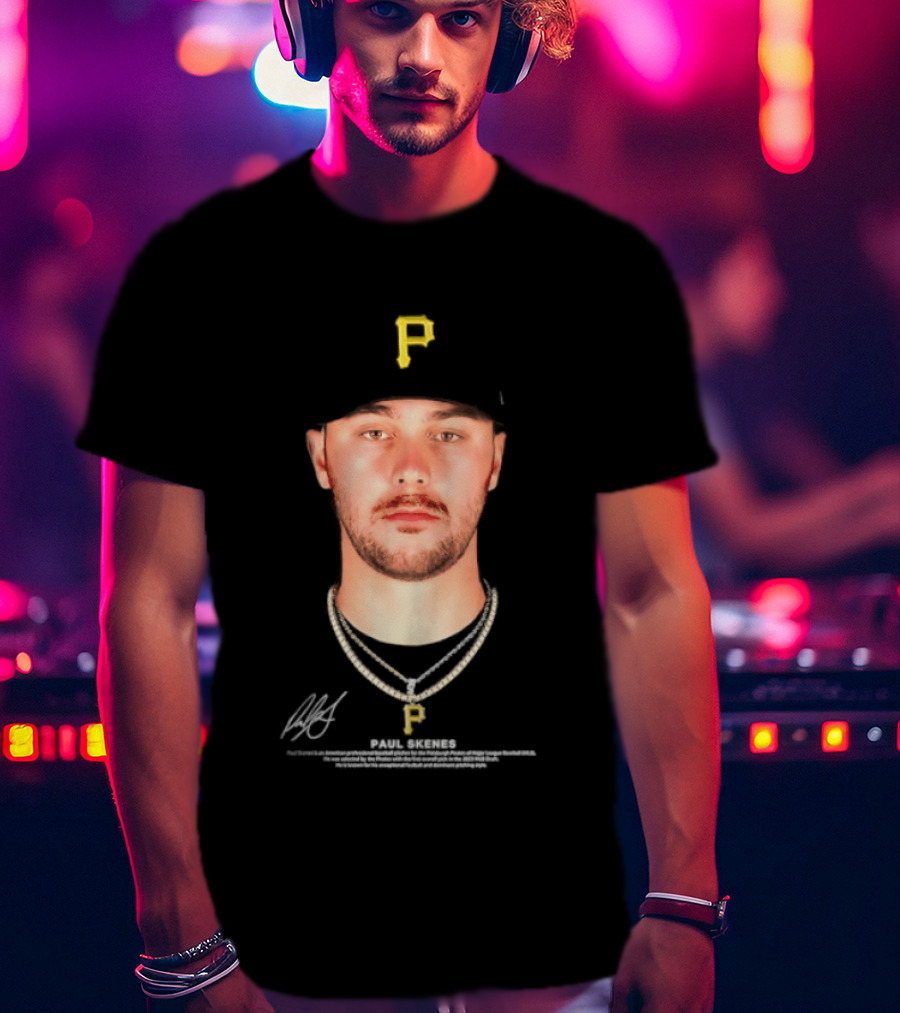 Paul Skenes Pittsburgh Pirates MLB Player Portrait And Signature T-Shirt