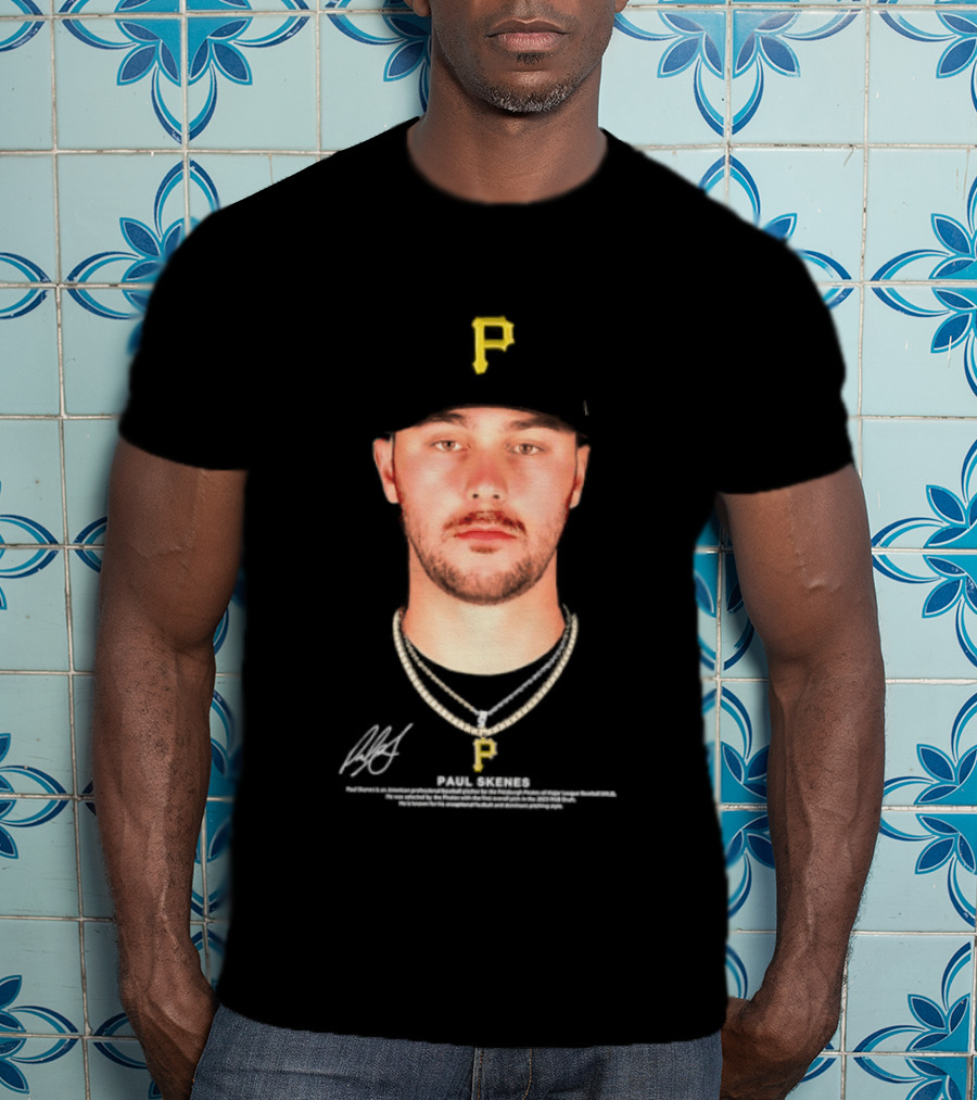 Paul Skenes Pittsburgh Pirates MLB Player Portrait And Signature T-Shirt