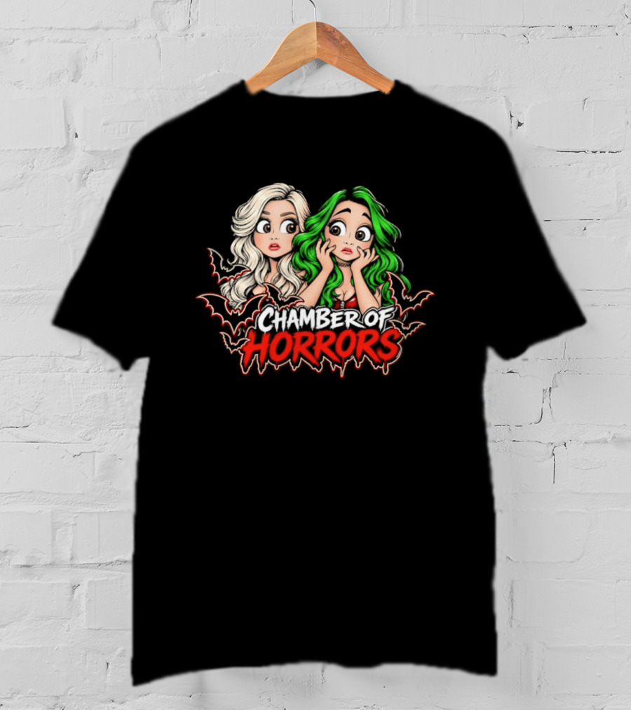 Scarlett And Shotzi Chamber Of Horrors Bats And Green Hair T-Shirt