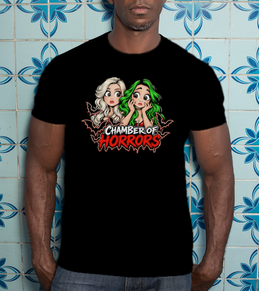 Scarlett And Shotzi Chamber Of Horrors Bats And Green Hair T-Shirt
