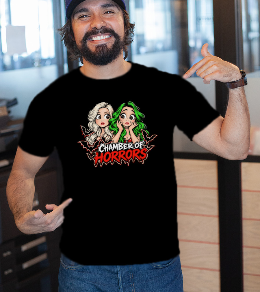 Scarlett And Shotzi Chamber Of Horrors Bats And Green Hair T-Shirt