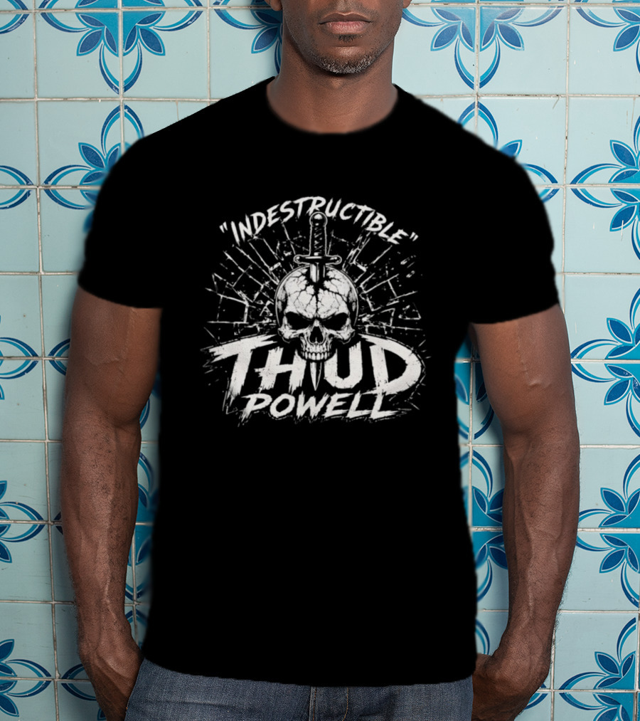 Indestructible Thud Powell Skull Sword Artwork Explosion T-Shirt