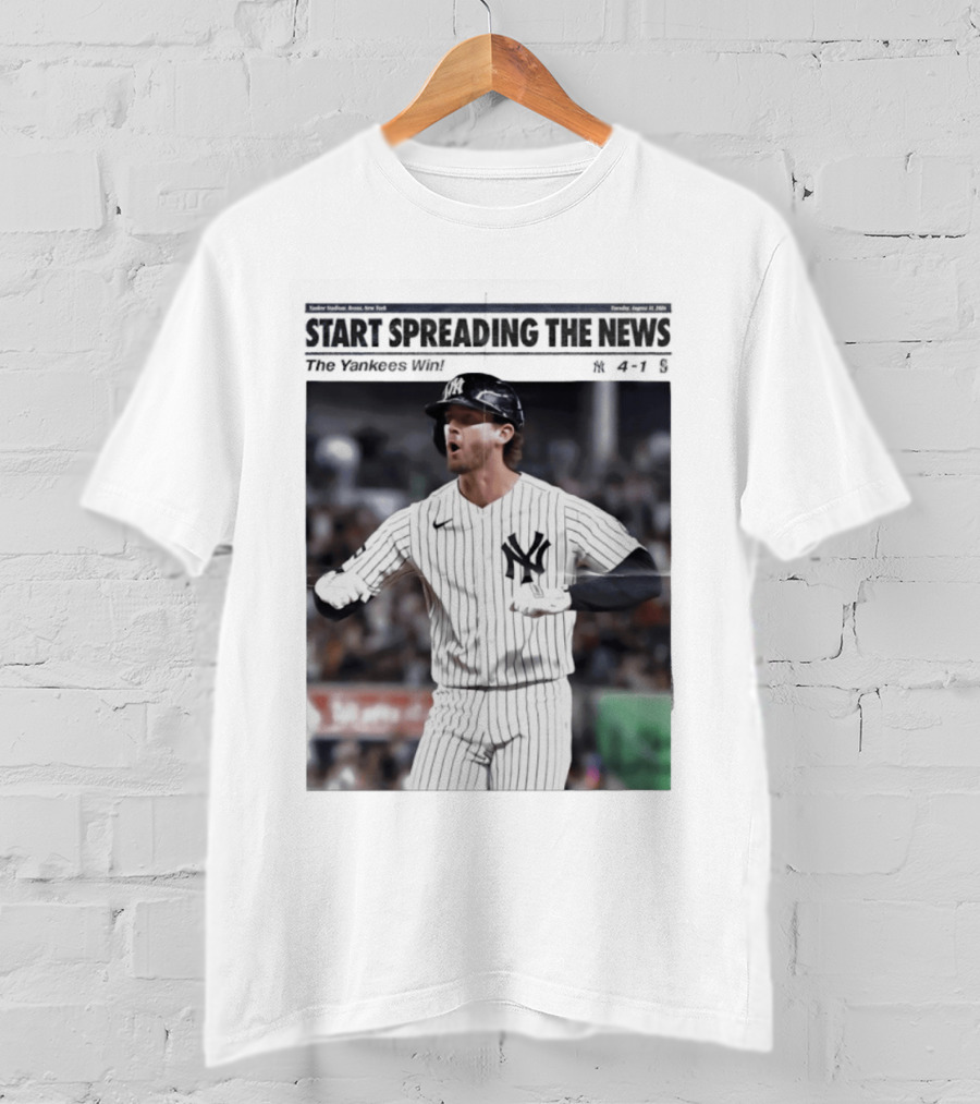 Anthony Volpe New York Yankees Start Spreading The News Pinstripe Jersey Celebration T-Shirt