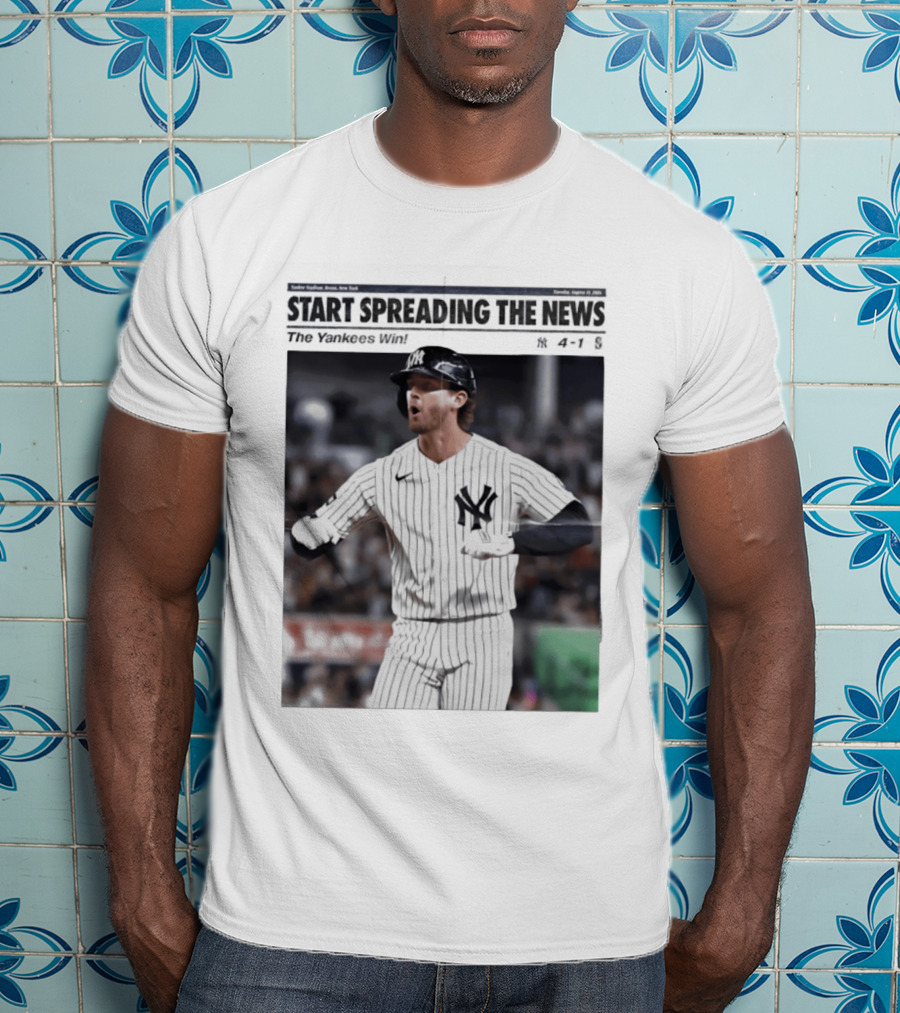 Anthony Volpe New York Yankees Start Spreading The News Pinstripe Jersey Celebration T-Shirt