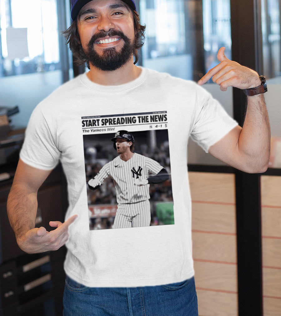Anthony Volpe New York Yankees Start Spreading The News Pinstripe Jersey Celebration T-Shirt