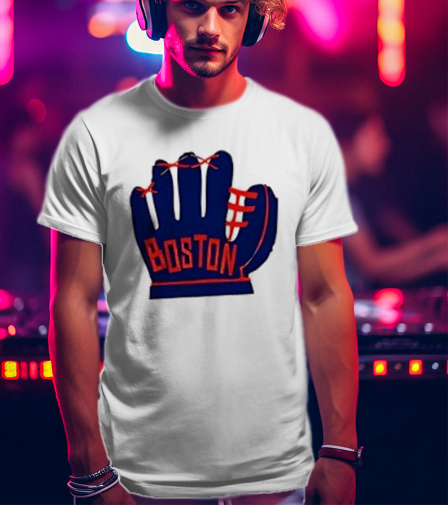 Boston Red Sox MLB Hat And Glove Baseball Club T-Shirt