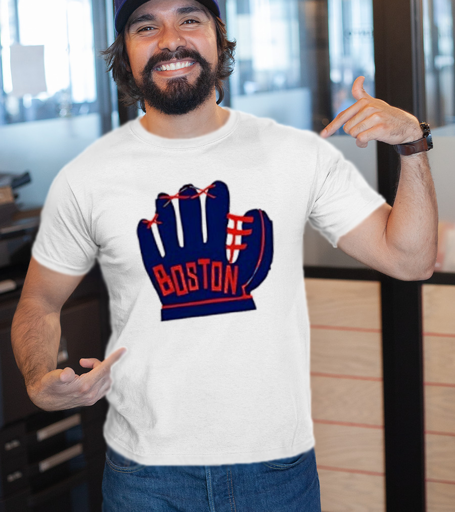 Boston Red Sox MLB Hat And Glove Baseball Club T-Shirt