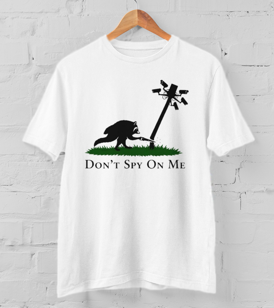 Jimothy Don't Spy On Me Raccoon Cutting Camera Pole T-Shirt
