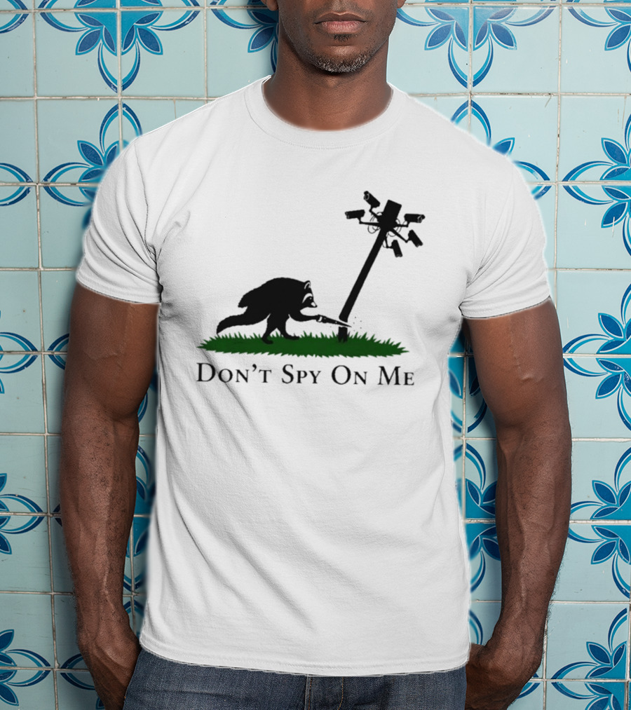 Jimothy Don't Spy On Me Raccoon Cutting Camera Pole T-Shirt