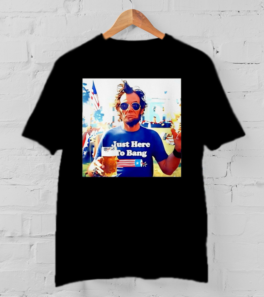 Just Here To Bang Abraham Lincoln 4th Of July Fireworks And Beer T-Shirt