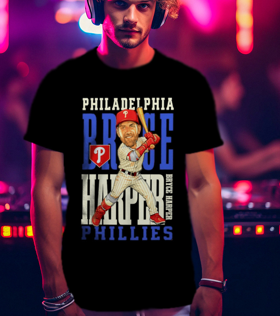 Philadelphia Phillies Bryce Harper Baseball Caricature Clash T-Shirt