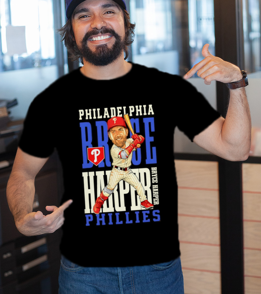 Philadelphia Phillies Bryce Harper Baseball Caricature Clash T-Shirt