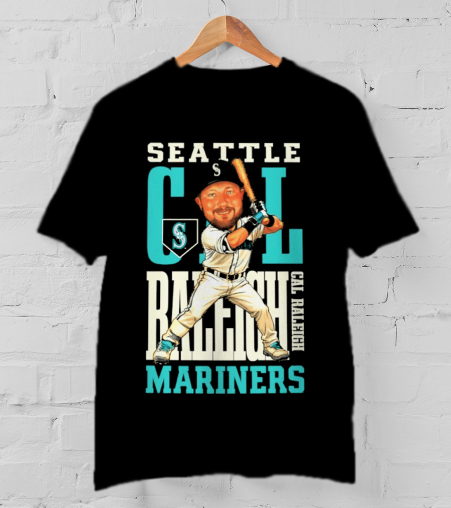 Seattle Mariners Cal Raleigh Baseball Caricature Mariners T-Shirt