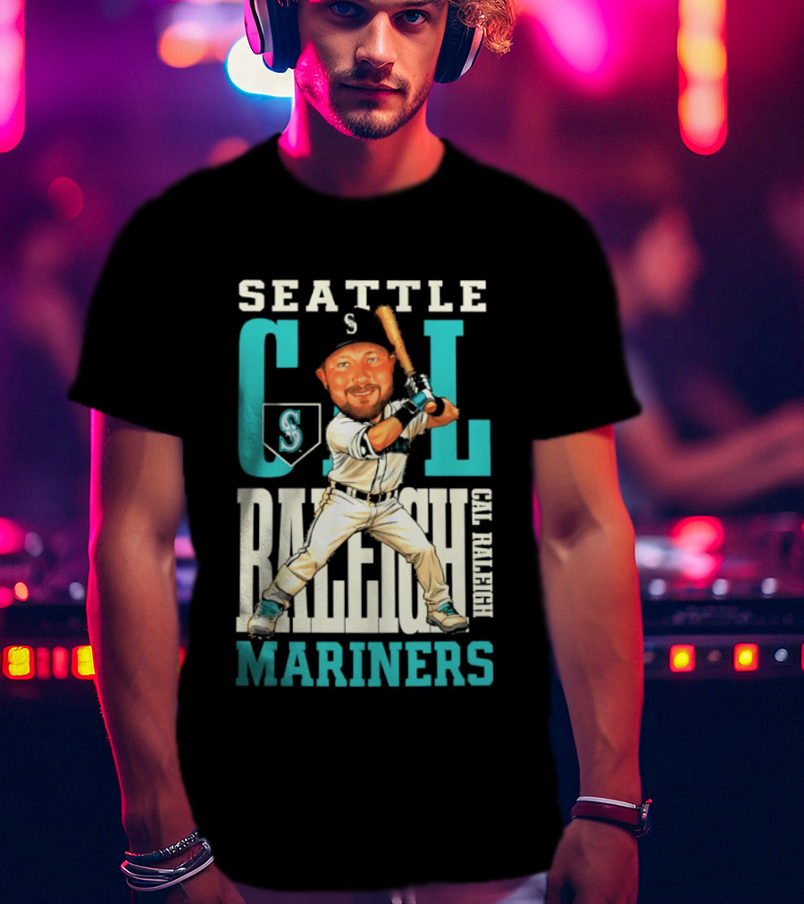 Seattle Mariners Cal Raleigh Baseball Caricature Mariners T-Shirt