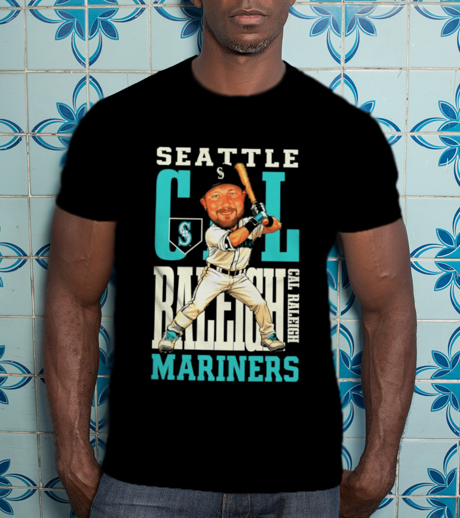 Seattle Mariners Cal Raleigh Baseball Caricature Mariners T-Shirt