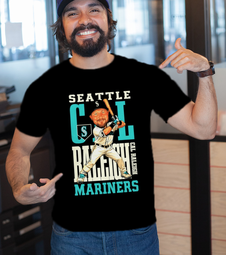 Seattle Mariners Cal Raleigh Baseball Caricature Mariners T-Shirt