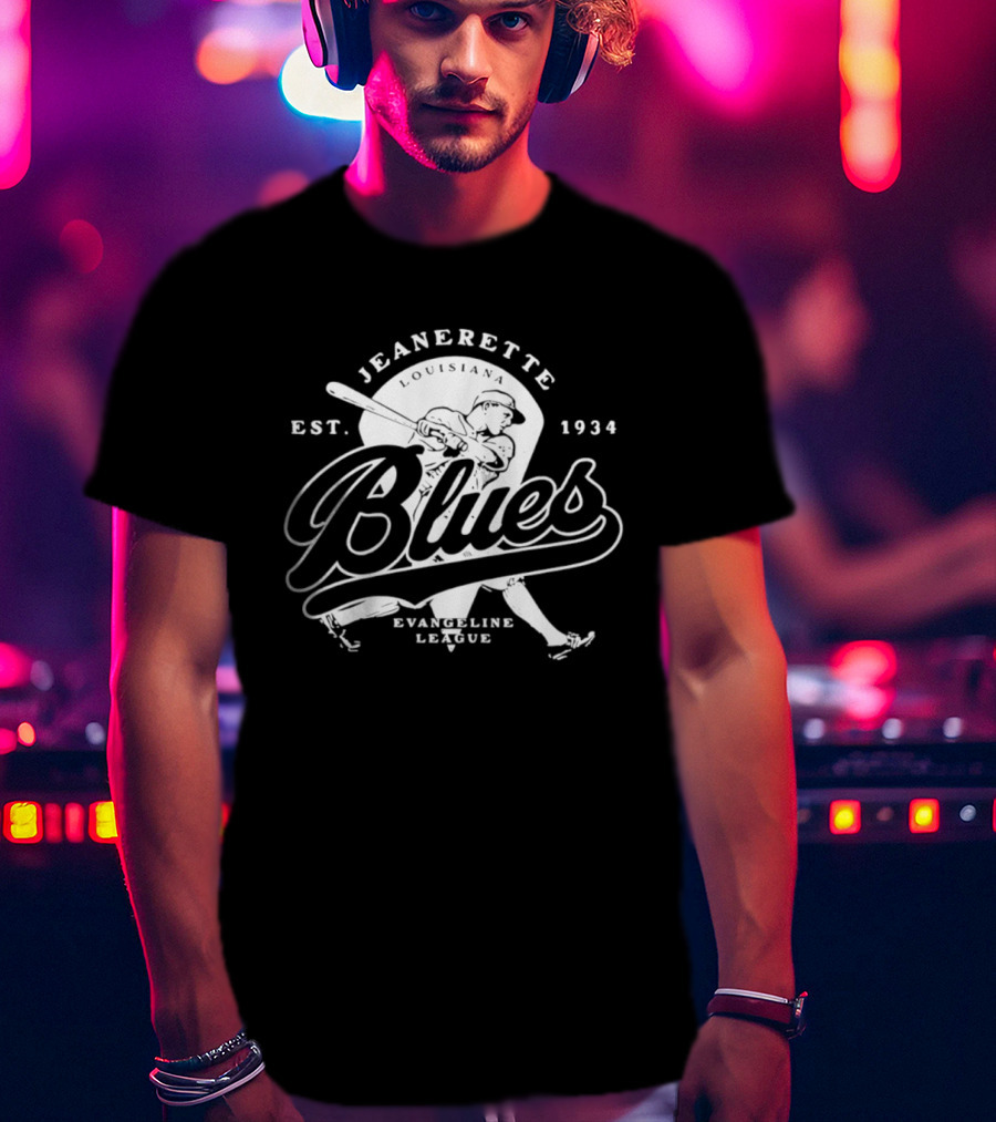 Jeanerette Louisiana Blues Est 1934 Evangeline League Baseball Team T-Shirt