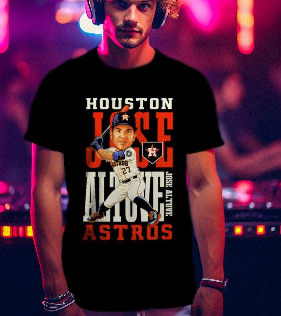 Houston Astros Jose Altuve Baseball Caricature T-Shirt