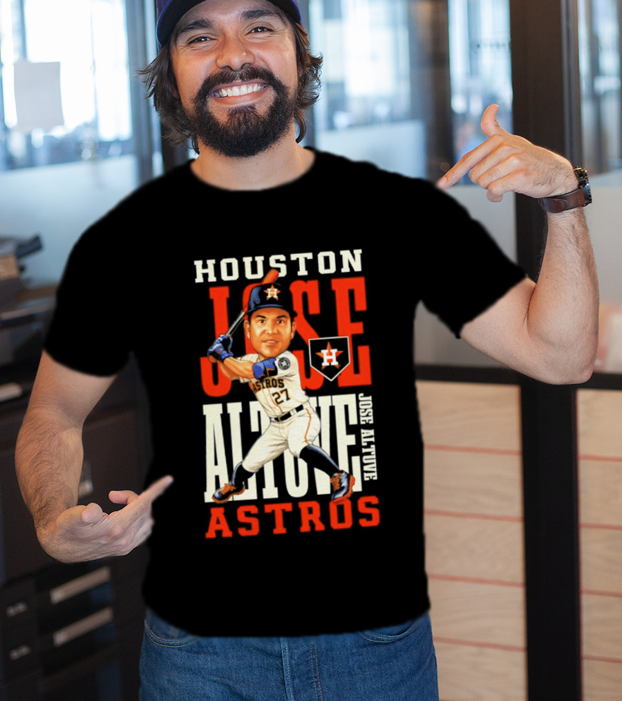 Houston Astros Jose Altuve Baseball Caricature T-Shirt