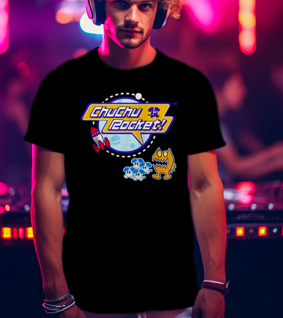 ChuChu Rocket Iconic Game Logo With Spaceship And Characters T-Shirt