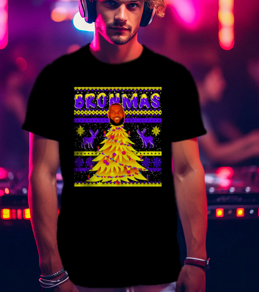 LeBron James Bronmas Christmas Tree Philadelphia 76ers Festive Reindeer T-Shirt