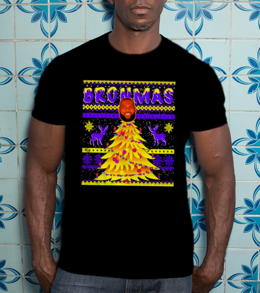 LeBron James Bronmas Christmas Tree Philadelphia 76ers Festive Reindeer T-Shirt