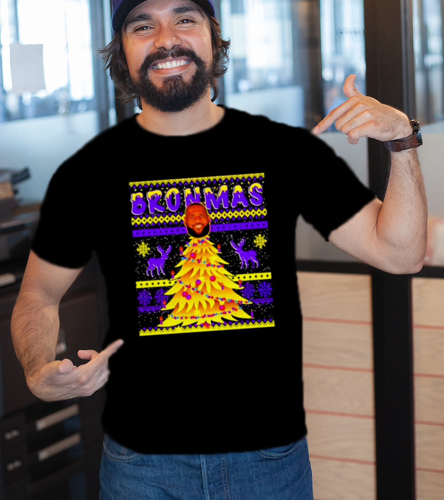 LeBron James Bronmas Christmas Tree Philadelphia 76ers Festive Reindeer T-Shirt