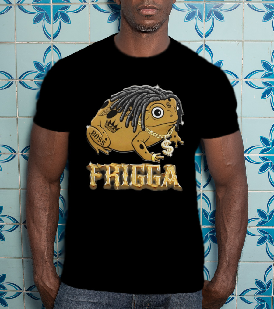 Frigga Boss Frog Crown Tattoos Dollar Chain T-Shirt