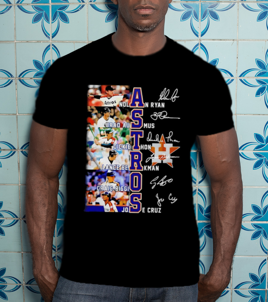 Nolan Ryan Brad Ausmus Dickie Thon Lance Berkman Craig Biggio Jose Cruz Houston Astros Baseball Legends T-Shirt