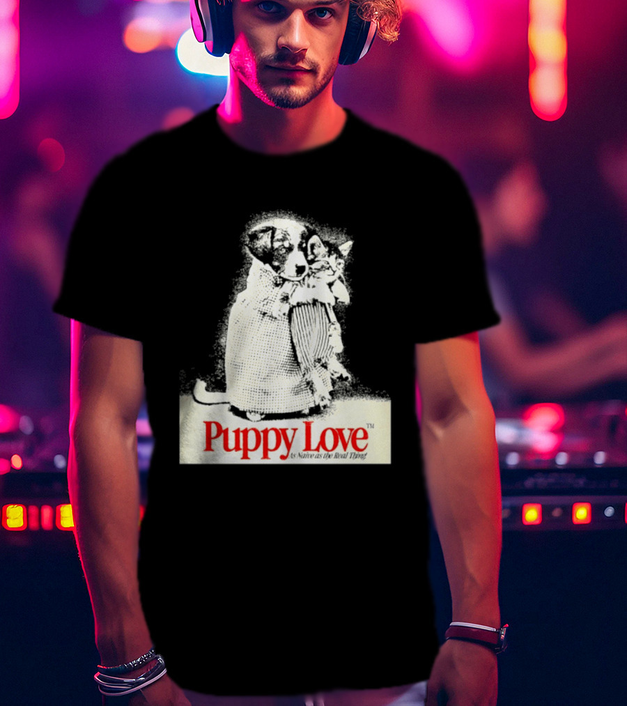 Puppy Love Naive Romance In Print T-Shirt