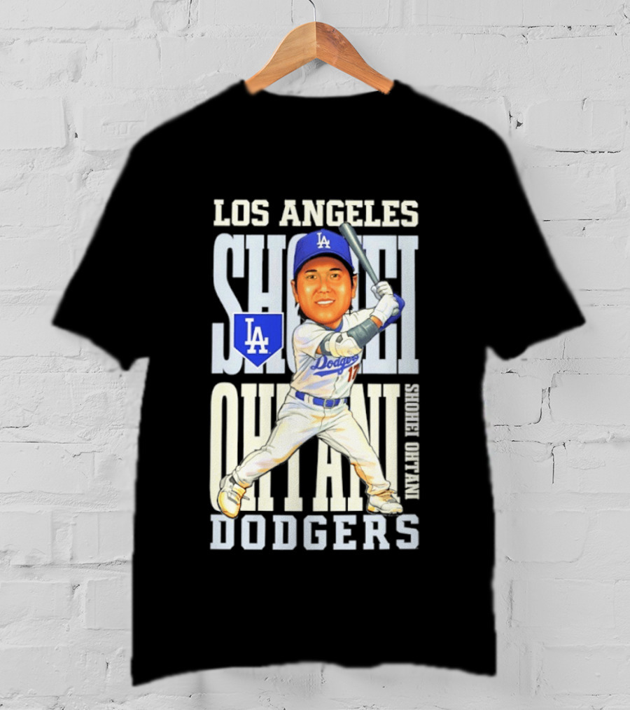 Los Angeles Dodgers Shohei Ohtani Caricature Dodgers Baseball T-Shirt