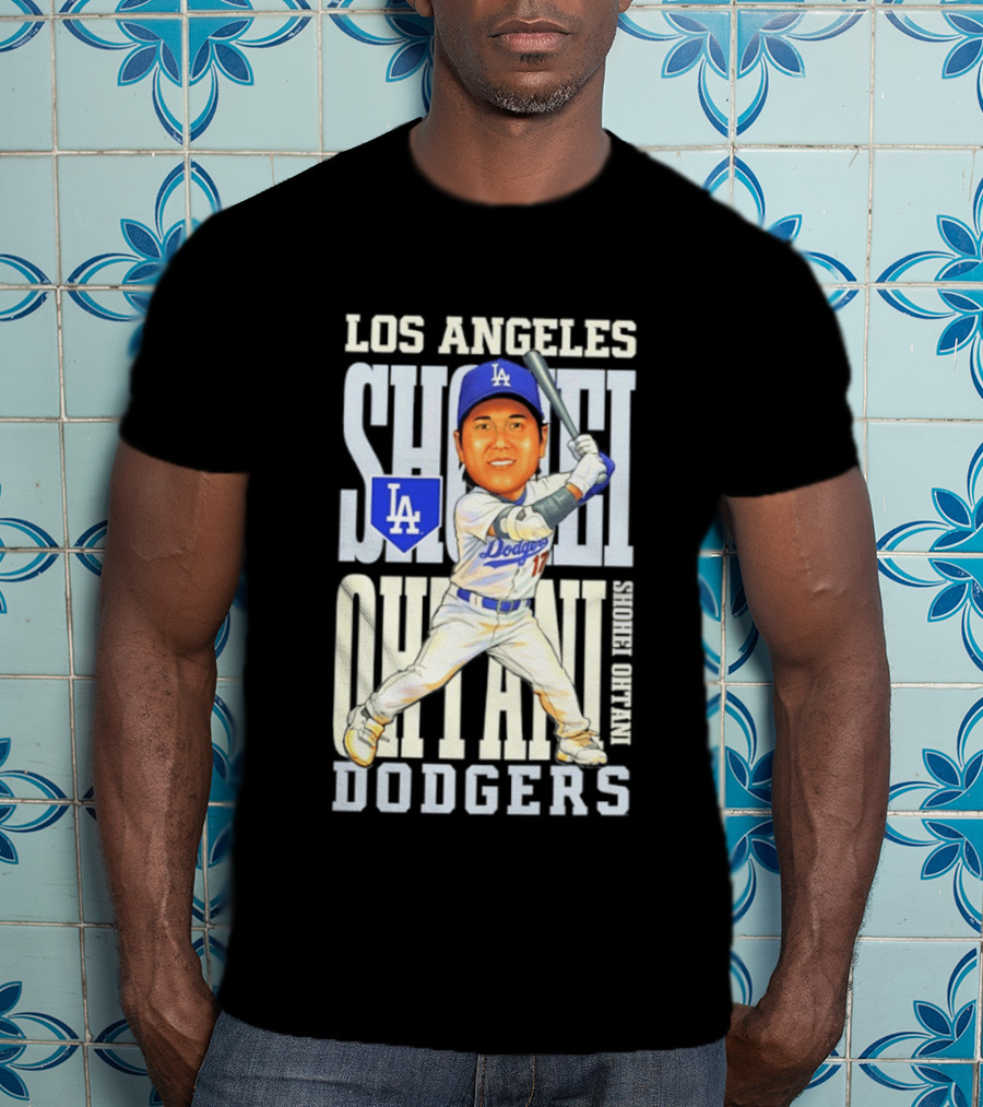 Los Angeles Dodgers Shohei Ohtani Caricature Dodgers Baseball T-Shirt