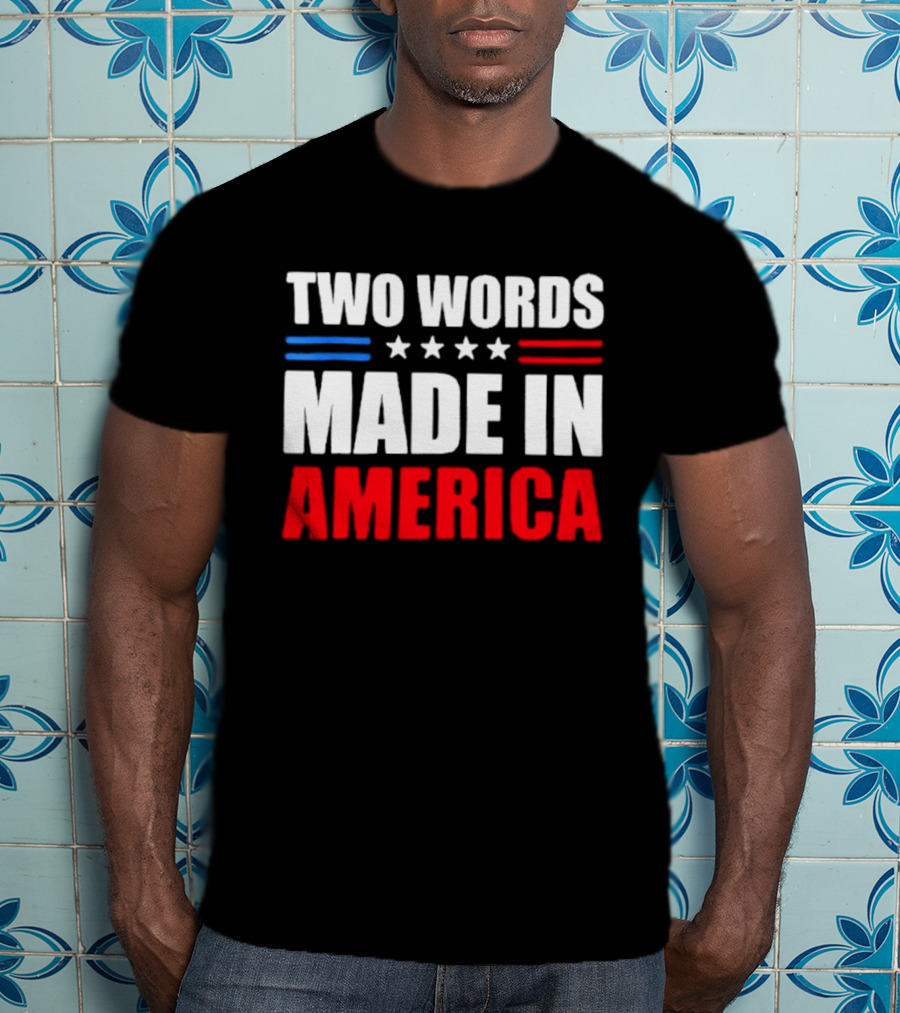 Two Words Made In America Patriotic USA Stars And Stripes T-Shirt
